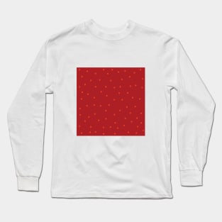 Orange Polka Dots on Red Background Long Sleeve T-Shirt